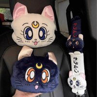 New Sailor Moon AEKYUNG Cat Automotive Headrest Safety Belt Shoulder Pad Four Seasons Neck Pillow Car Interior Ornaments QHq3