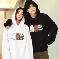 NEW- SALE- Áo nỉ Hoodie thu đông hoạt hình 3 con gấu form suông rộng unisex, chất nỉ bông siêu ấm - áo chất