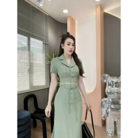 [NEW] SÉT BỘ ÁO CỔ VEST CHÂN VÁY DÀI KÈM DÂY SIÊU SANG CHẢNH ĐẸP TỪNG CENTIMET