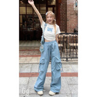 [NEW] SIÊU PHẨM SÉT BỘ QUẦN DÀI TÚI HỘP ÁO CROPTOP PHỐI HÌNH BƯỚM MÀU XANH TRẺ TRUNG CÁ TÍNH