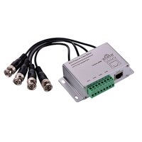 New Silver UTP 4 Channel Passive Video Balun Transceiver Adapter with BNC Cable