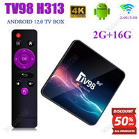 New-tv98 TV Box 2G + 16G 2.4G & 5G Wifi Allwinner H313 4Kx2k Android 12 Set-Top Box TV98 Media Player Có thể tái sử dụng Vương quốc Anh / EU / USPlug