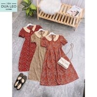 [NEW] Váy đỏ hoa nhí phối cổ trắng đính khuy -Dưa Leo Shop