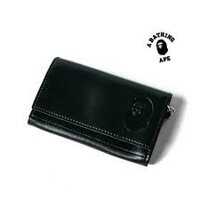 [#NEW] Ví Cầm Tay Bape Head Black Leather Wallet