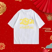 New Year 2024 The Dragon Benming Short-Sleeved T-Shirt Men And Women Clothes Spring Festival Red Exposure Clothing