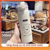 【new】500ml Bình giữ nhiệt INOX 304 dung tích  bình nước giữ nhiệt họa tiết dễ thương có ống hút