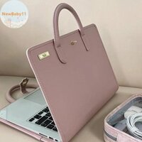 Newbaby 14-16 Inch Thời Trang PU Laptop Tay Màu Hồng Có Tay Cầm Bảo Vệ Túi Laptop Thoáng Khí Cho Xiaomi Huawei Notebook Pouch VN