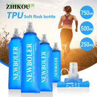 Newboler 250ml 500ml 750ml Bình mềm gấp TPU Bình nước chạy bộ không chứa BPA Túi uống nước bằng silicon mềm cho thể thao ngoài trời Cắm trại Đi bộ đường dài Gói dưỡng ẩm Ấm đun nước