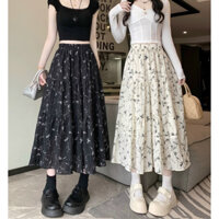 [New]Chân Váy Voan Hoa Nhí”Yanhee” Dáng Midi cạp chun 9057 style Vintage hàng Quảng Châu