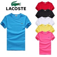 New_Lacoste Nữ Tay Ngắn Logo Cá Sấu In Hình Cổ Tròn Tay Ngắn Thun Cotton Thun