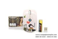 NEWMEN - Chuột Máy Tính Không Dây F201 Họa Tiết Chim Sơn Ca