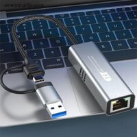 Newsmallbrains 5Gbps USB Sang Ethernet Adapter Cho Laptop Máy Tính RTL8157 Chipset 5000Mbps USB3.2 Sang RJ45 Bộ Chuyển Đổi Mạng 5G 2.5G 1G 100Mbps NSB