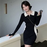 [NEW]Váy đen, vòng eo trắng ôm body, siêu tôn dáng V012