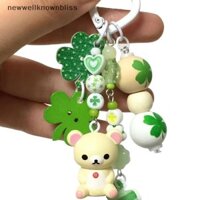 Newwellknownbliss 1 Người Yêu Móc Khóa May Mắn Mặt Dây Chuyền Di Động Rilakkuma Bốn Lá Cỏ Ba Lá Series Móc Khóa Túi Trang Trí Quà Tặng Sinh Nhật RTT
