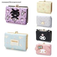 Newwellknowncool Sanrio Hello Kitty Túi Kawaii Cinnamoroll Kuromi Melody Thời Trang Ví Da PU Cô Gái Dễ Thương Gấp Túi Đựng Thẻ Quà Tặng Sinh Nhật WWE