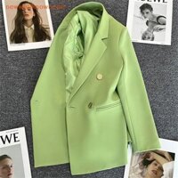 Newwellknownepic Xuân Thu Màu Trơn Phù Hợp Với Áo Khoác Ngoài Thanh Lịch Hàn Quốc Áo Blazer Nữ VN
