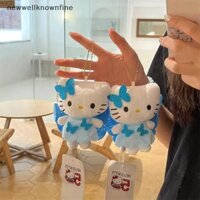 Newwellknownfine Hoạt Hình Dễ Thương Sanrio Búp Bê Cánh Bướm Xanh Hello Kitty Sang Trọng Đồ Chơi Móc Khóa Ba Lô Mặt Dây Chuyền Nữ Tính Túi Treo Trang Trí Quà Tặng WEE