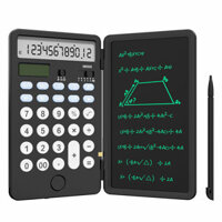NEWYES Black Rechargeable 12 Digits Scientific Calculator with 6.5 Inch LCD Writing Tablet and Solar Energy Science Calc