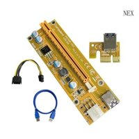 Nex Khai thác Powered Riser Adapter Card Đồ họa mở rộng PCI-E 1X 16X Riser Bảng màu vàng USB3 0 15Pin 6Pin