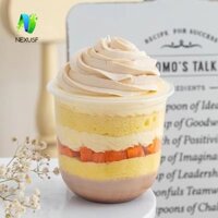 Nexusf 50 Chiếc Cốc Kem, Cốc Bánh Dùng Một Lần Hình Chữ U Trong Suốt, Đồ Dùng Dự Tiệc Có Nắp Vòm 250 / 360 / 500ML Nhựa Salad Cốc Thạch