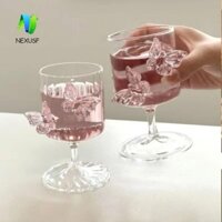 Nexusf INS Bướm Rượu Thủy Tinh, Cốc Thủy Tinh Chân Cao Bướm 3D Trang Trí, Dễ Thương Chịu Nhiệt Cao Đẹp INS Champagne Drinkware Kính Dự Tiệc