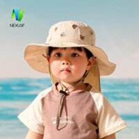 Nexusf Trẻ Em Panama Mũ, Hoạt Hình Kawaii Thêu Mũ Chống Nắng Cho Bé, Bảo Vệ Cổ Sáng Tạo Nhanh Khô Thời Trang Rộng Vành Mũ Xô Mùa Hè