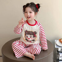 Nezha Children's Clothing Girls' Pajamas Spring and Autumn 2025 New Children's Long-Sleeved Home Wear Two-Piece Suit Baby Girl Spring Clothes Rgvq