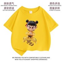 Nezha: Trang phục trẻ em biển, áo thun ngắn tay cho trẻ em, hàng hóa Nezha 2, vừa vặn cho bé trai và bé gái 2.17