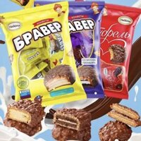 Nga Nhập Khẩu Akonte Caramel Chocolate Biscuits Bánh Sandwich Chải Bánh Quy Vị Kem Hương Vị Sữa