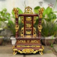 Ngai thờ gỗ gụ kích thước 61x47 cao 87cm ngai trụ dát vàng