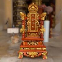 Ngai thờ gỗ hương đá kích thước 47x37 cao 87cm ngai trụ dát vàng