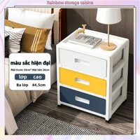 Ngăn kéo đựng đồ màu xanh dễ thương, tủ đầu giường bằng nhựa nhiều tầng có ngăn kéo