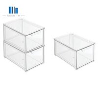 Ngăn kéo sắp xếp bằng nhựa trong suốt có thể xếp chồng lên nhau Bộ 3 món Sắp xếp mỹ phẩm và đồ dùng làm đẹp trên trang điểm