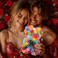 Ngày Lễ Tình Nhân Gấu Bông Hồng Gấu Handmade Hoa Nhân Tạo Gấu Bảo Quản Mãi Mãi Hoa Hồng laywnevn