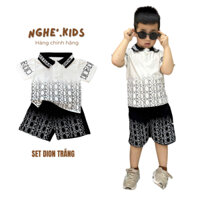 Nghe.kids Set Đồ Bộ quần áo cộc tay Dion Trắng Mùa Hè cho bé trai chất liệu Cotton 100% co Giãn Thoáng Mát thấm Hút