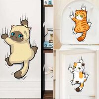 Ngộ Nghĩnh Leo Núi Mèo Chống Nước Nắp Bồn Cầu Bao Vinyl Decal Dễ Thương Miếng Dán 4 Phong Cách Có Sẵn Giáng Sinh Trang Trí Nhà Treo Tường Tủ Lạnh