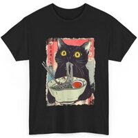 Ngộ nghĩnh Mèo Ramen Mì Anime Nhật Bản Manga Ramen Kawaii Áo Thun Mèo