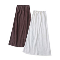 Ngoại Thương Xuân Hè Vải Lanh Cotton Màu Trơn Cao Cấp Ren Váy Dài Thời Trang Nữ Cao Cấp Váy A @ -