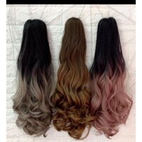 Ngoặm kẹp tóc giả ombre cao cấp - Đen xám