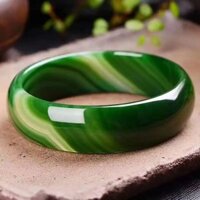 [Ngọc bích tự nhiên] Mã não bọc lụa tự nhiên 124 Vòng tay rộng vừa Chalcedony Nhận được tính khí làm trắng da thực hành Tặng cho mẹ Trẻ em cao tuổi