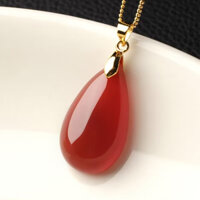 Ngọc đá tự nhiên tự nhiên Brazil mã não Chalcedony Droplet Mặt dây chuyền màu trắng, đỏ, hồng, vàng quyến rũ vòng cổ bạc 925