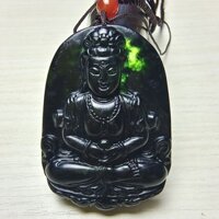 Ngọc Đen Tự Nhiên Guanyin Mặt Dây Chuyền Thuốc Vua Đá Quan Âm Bồ Tát Vòng Cổ Quan Âm Mặt Dây Chuyền