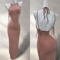 [NGỌC LUCIE] D994 - Đầm Body Nữ Thiết Kế Yếm Cách Điệu Cột Dây Hở Lưng Vải Gân Đũa