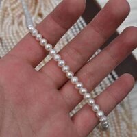 Ngọc Trai Nước Ngọt Tự Nhiên 3-4mm Màu Kẹo Trứng Vòng Cổ Vòng Cổ Bán Thành Phẩm Rời Hạt DIY Handmade Chất Liệu