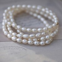 Ngọc trai nước ngọt tự nhiên Ngọc trai kê 4,5-5,5mm Một kích thước phù hợp với vòng tay ngọc trai dành cho nữ Thiết kế đơn giản