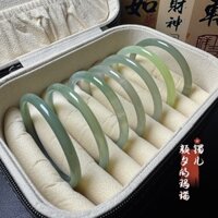 [Ngọc tự nhiên] [Bộ sưu tập màu xanh mã não] Vòng tay hơi phồng dầu xanh nửa núi Nước làm đẹp Trung Quốc mới Trang sức tính khí