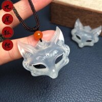 [Ngọc tự nhiên] Mặt dây chuyền cáo chín cánh Xiuyu tự nhiên nguyên chất Chất liệu băng Ngọc Mặt nạ đầu cáo Mặt dây chuyền dễ thương Nam Nữ Phong cách Cáo