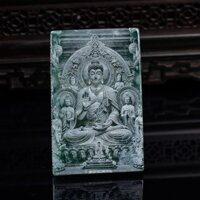 Ngọc Tự Nhiên Nước Xanh Chất Liệu Nước Xanh Hai Mặt Seiko Bóng Khắc Đá Cao Ngọc Mặt Dây Chuyền Mặt Dây Chuyền Ngọc bích