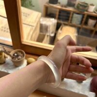 [Ngọc Tự Nhiên] Vòng Tay Ngọc Bọt Nước Đá Cao Vòng Tay Mã Não Tự Nhiên Vòng Tay Ngọc Ánh Trăng Trắng Vòng Tay Đá Trong Suốt Chalcedony Thạch Anh Trắng Đá Ngọc Nữ