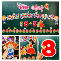 (Ngọc Tú) Sét bộ rời trang trí bảng lớp 8-3 - Có nam châm lá gắn lên bảng từ - Sau khi dán được cỡ 210 x 110cm.